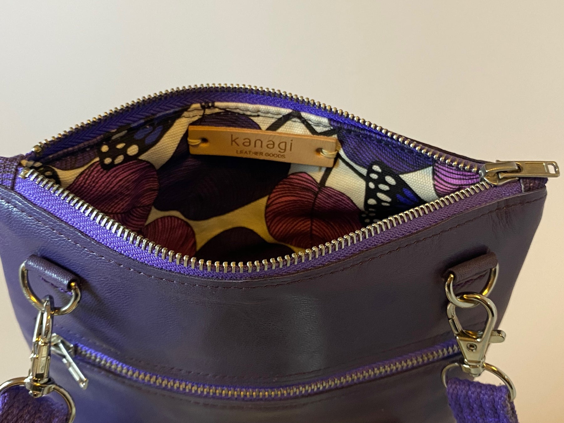 Amethyst crossbody zip top pouch