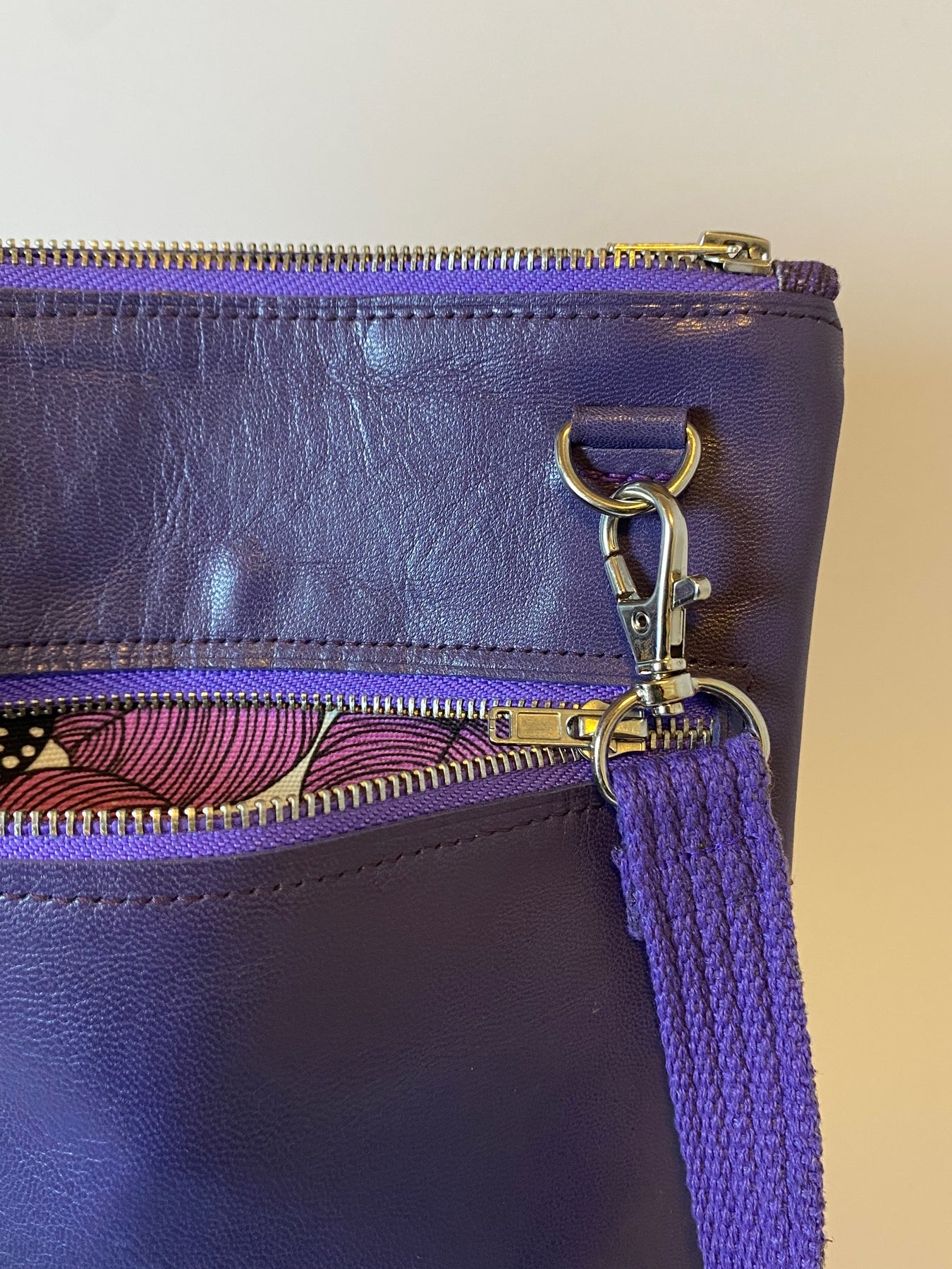 Amethyst crossbody zip top pouch