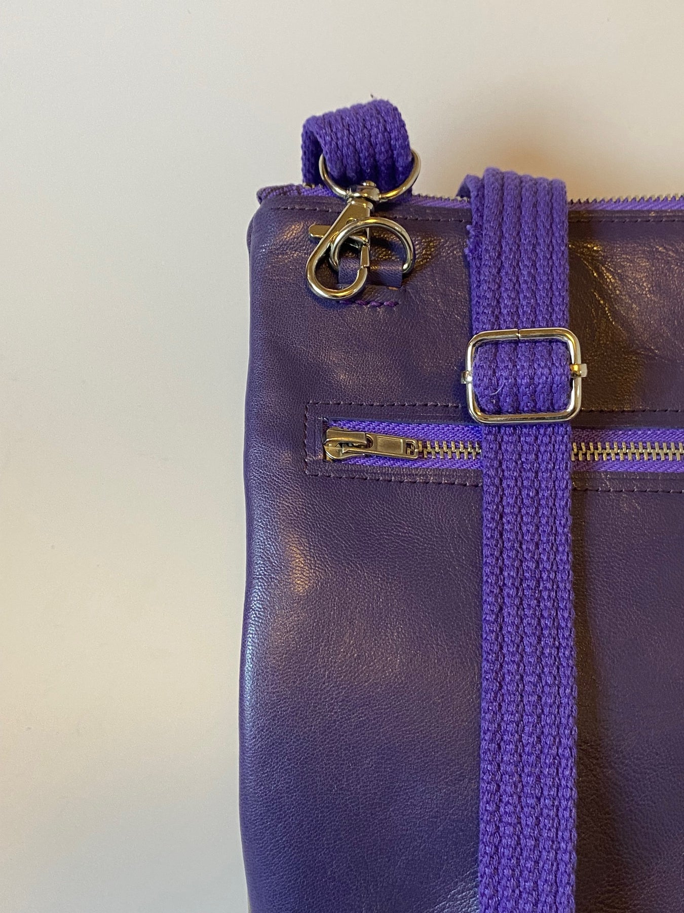 Amethyst crossbody zip top pouch