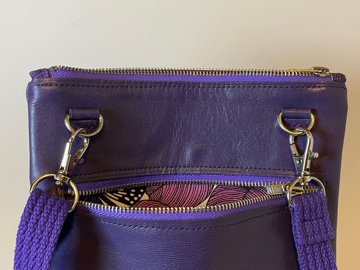 Amethyst crossbody zip top pouch