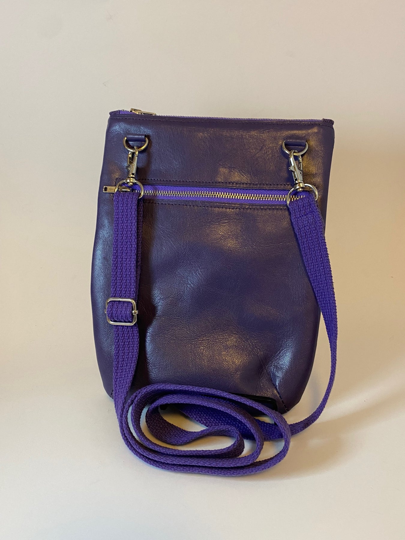 Amethyst crossbody zip top pouch