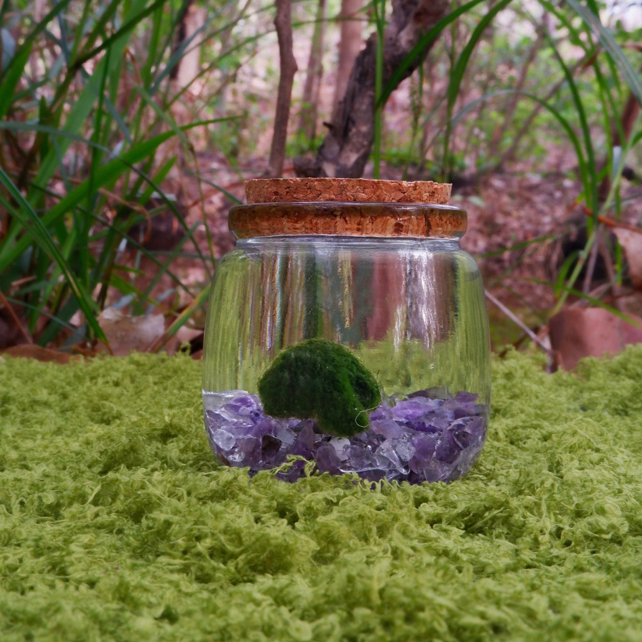 Amethyst Dream Moonling – Moss Ball Pet for Calm and Clarity