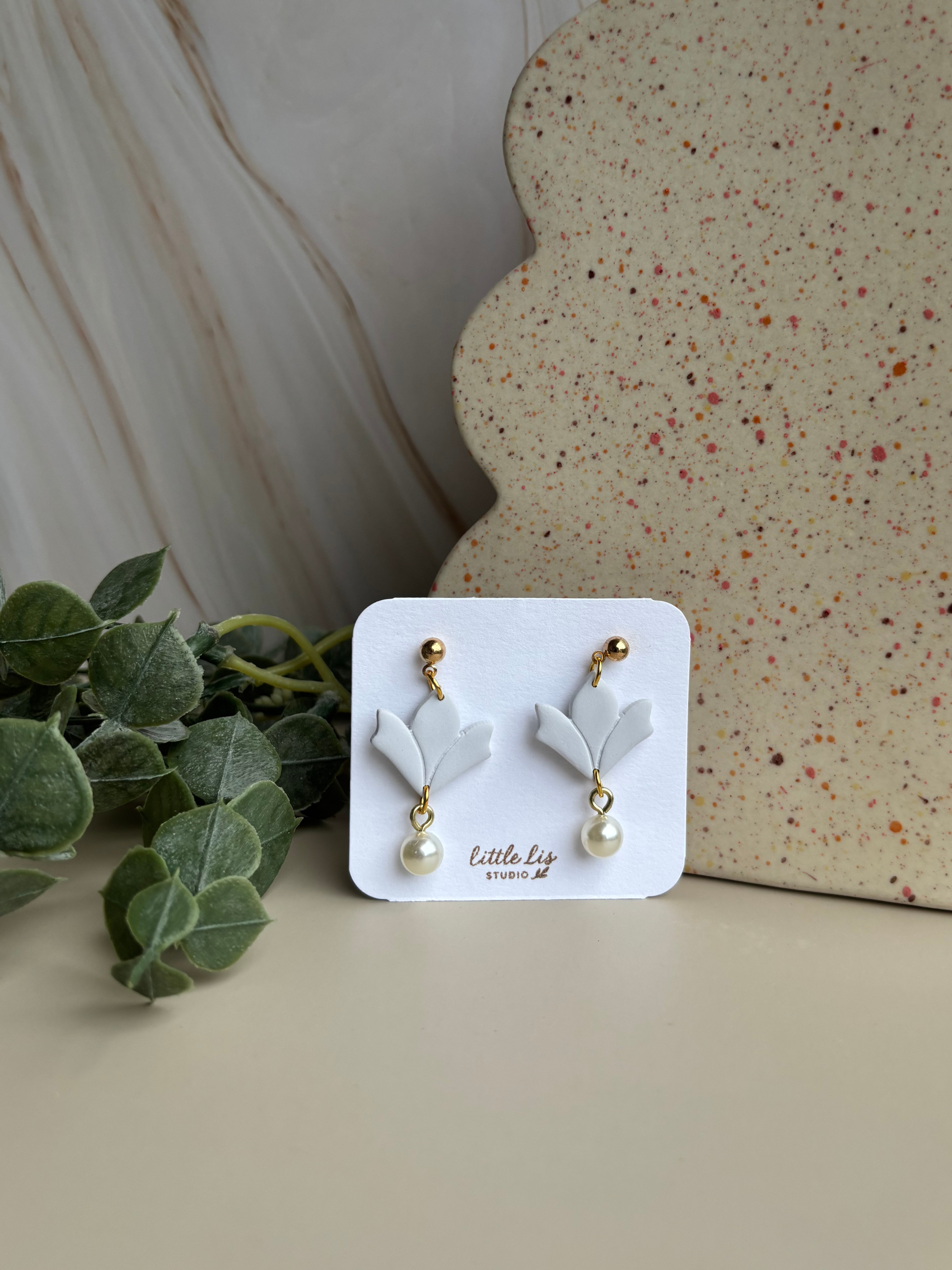 "Amy" - Delicate clay and pearl drops in soft spring hues