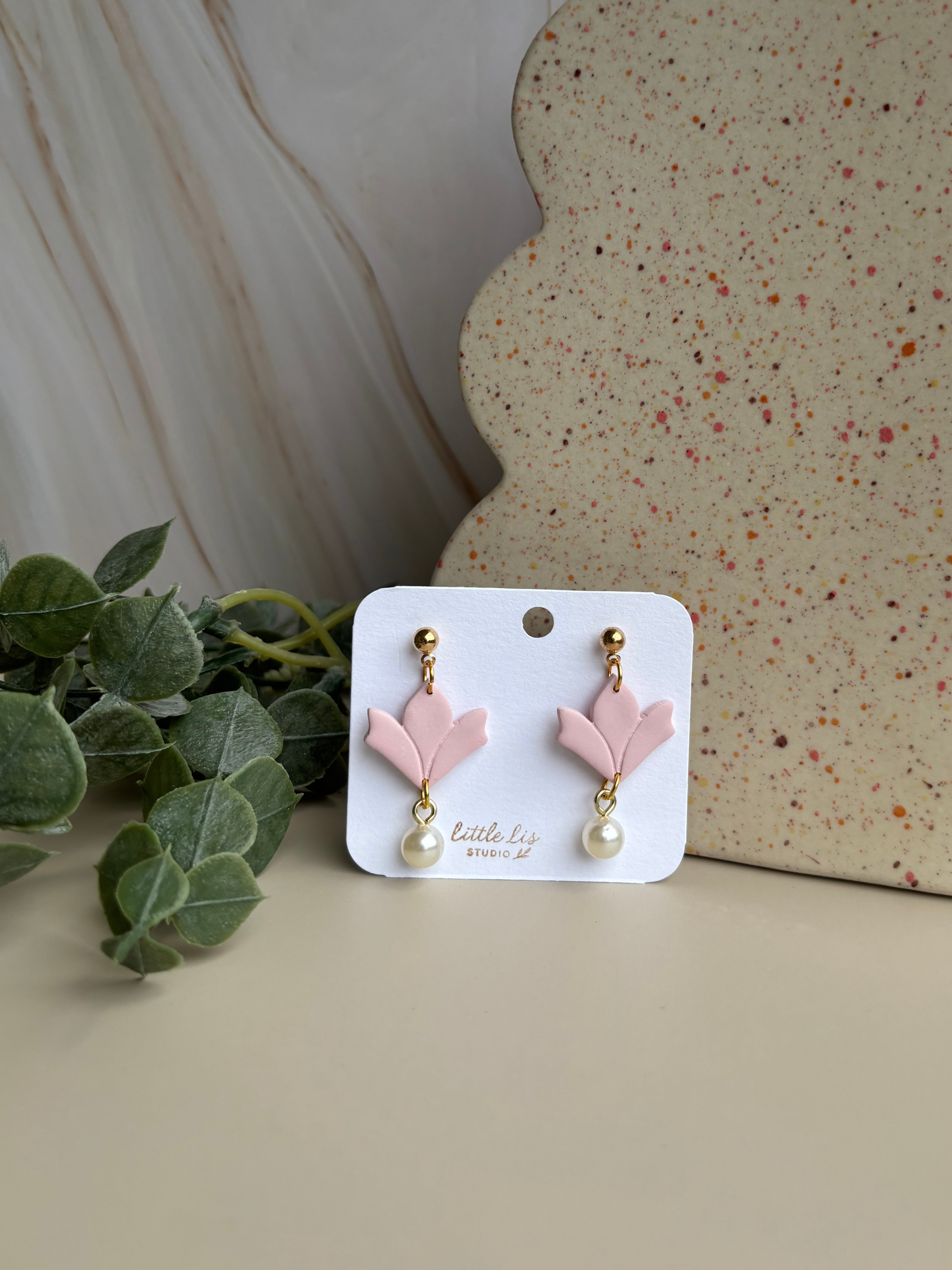 "Amy" - Delicate clay and pearl drops in soft spring hues