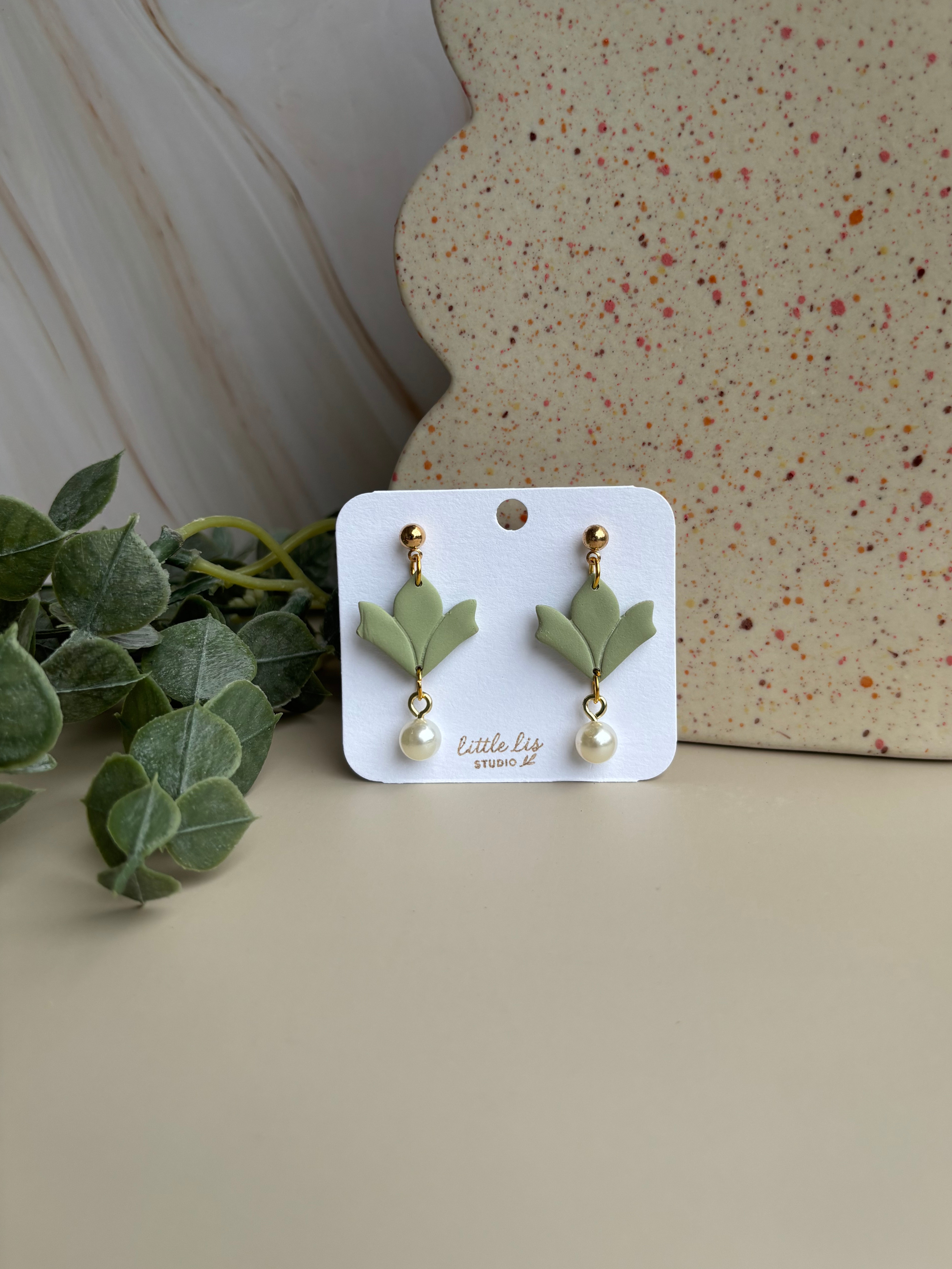 "Amy" - Delicate clay and pearl drops in soft spring hues