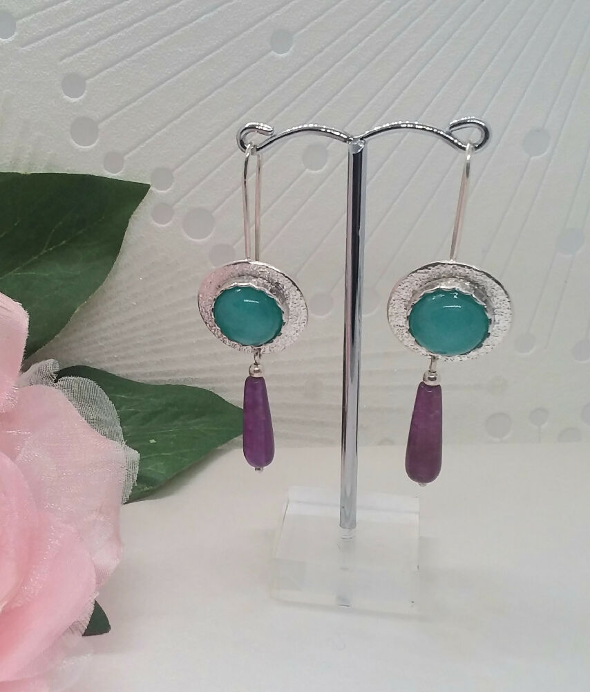 Sterling silver Amazonite and agate earrings