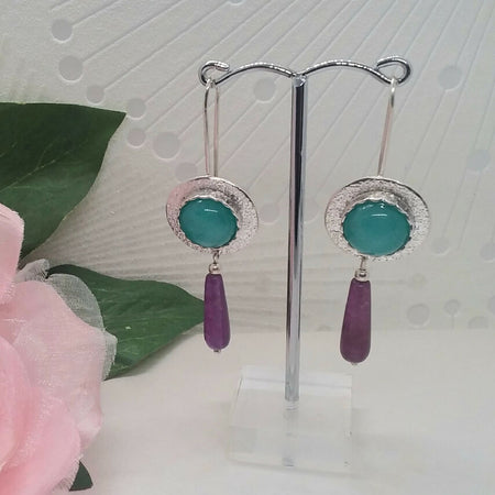 Sterling silver Amazonite and agate earrings