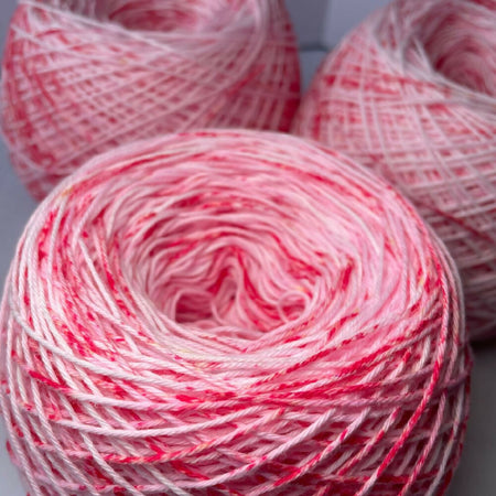 Strawberry Red Speckled Cotton Yarn Cake