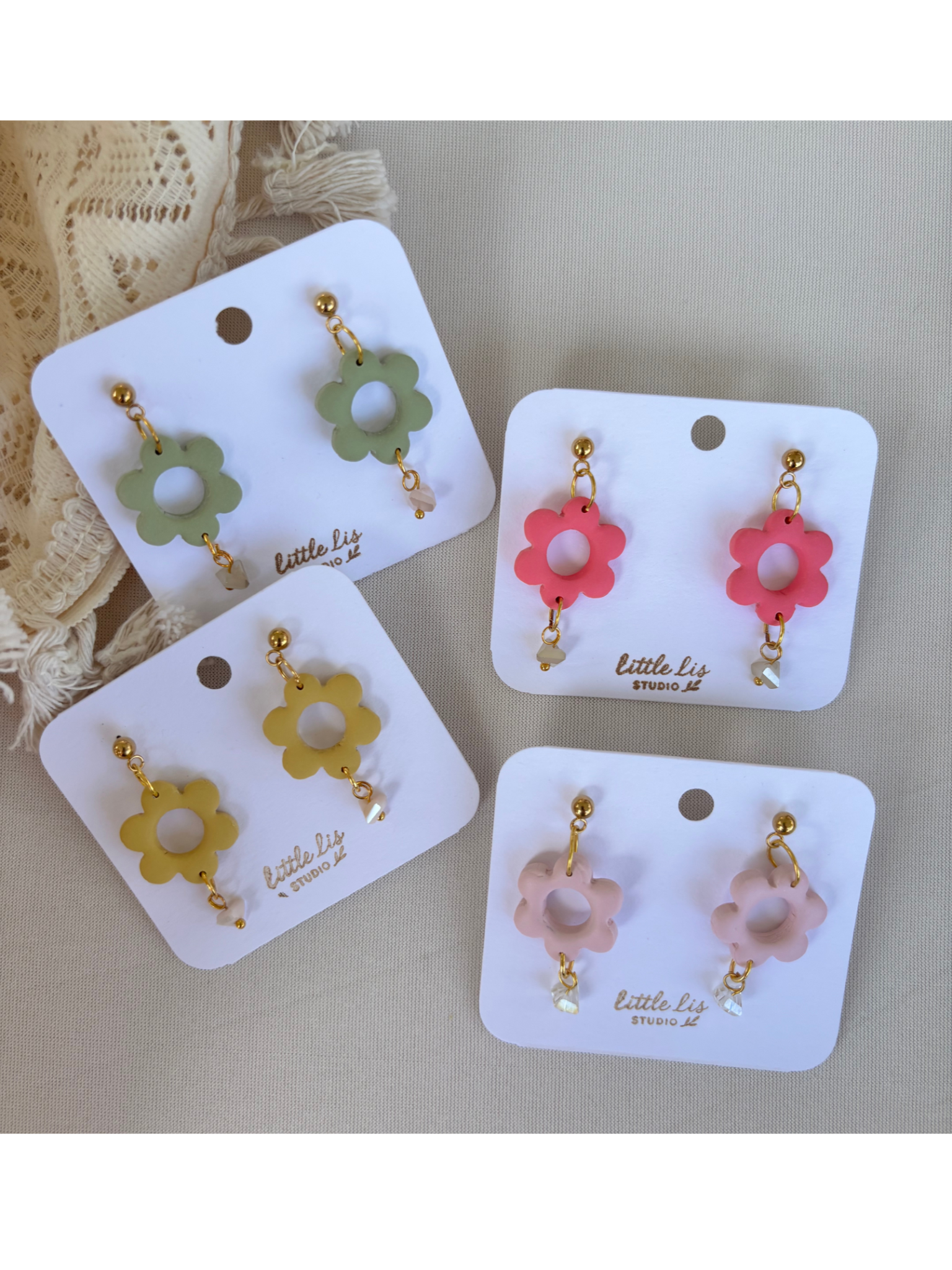 "Ashley" - Medium Flower Dangle Earrings