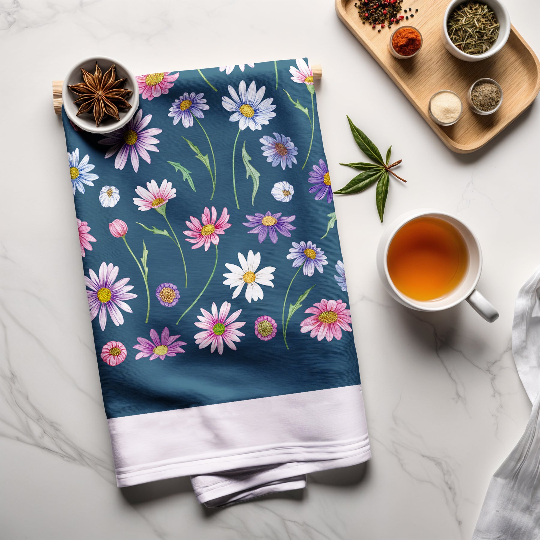 Organic Cotton Tea Towel - Australian Daisy