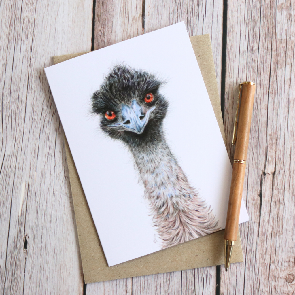 Emu | Blank Greeting Card | Australian Wildlife | Recycled