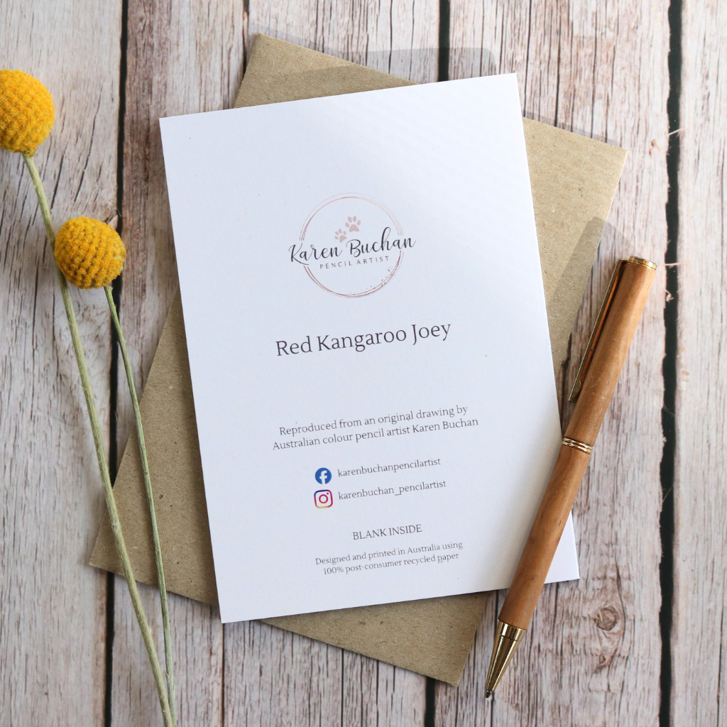 Kangaroo Joey | Blank Greeting Card | Australian Wildlife | Recycled