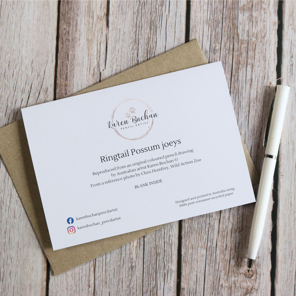 Ringtail Possum Joeys | Blank Greeting Card | Australian Wildlife | Recycled