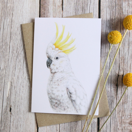 Sulphur-crested Cockatoo | Blank Greeting Card | Australian Wildlife | Recycled