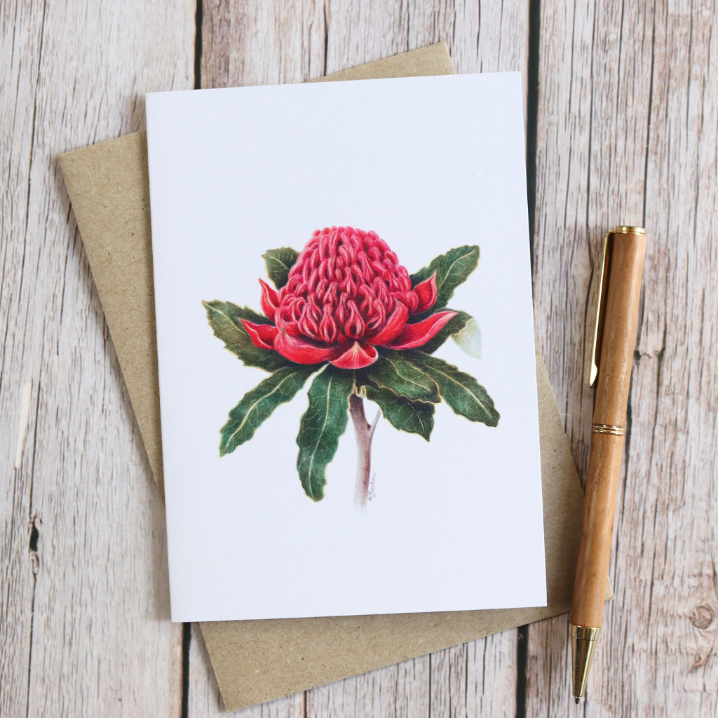 Waratah | Blank Greeting Card | Australian Wildflowers | Recycled