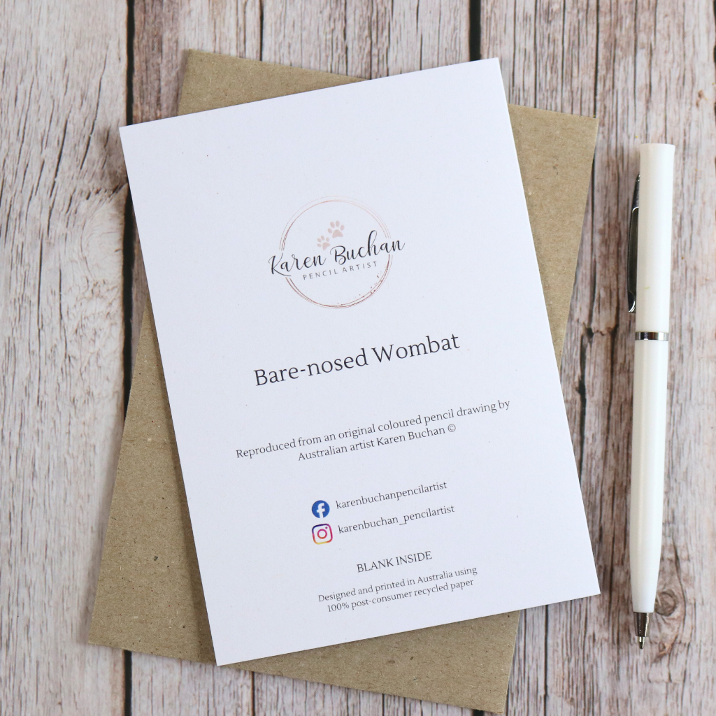 Wombat | Blank Greeting Card | Australian Wildlife | Recycled