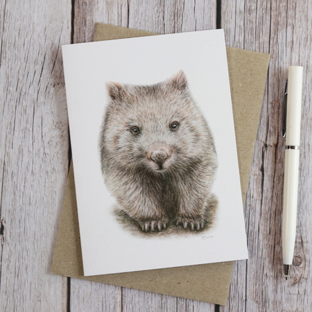 Wombat | Blank Greeting Card | Australian Wildlife | Recycled