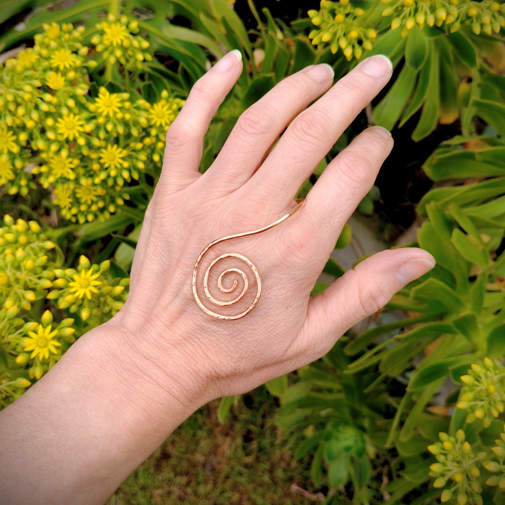 Copper Spiral Hand Jewellery or Arm Cuff