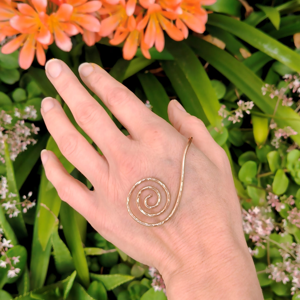 Copper Spiral Hand Jewellery or Arm Cuff