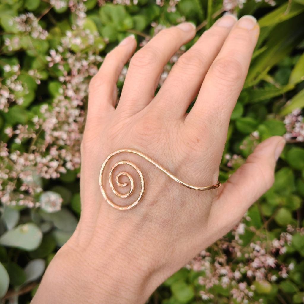 Copper Spiral Hand Jewellery or Arm Cuff