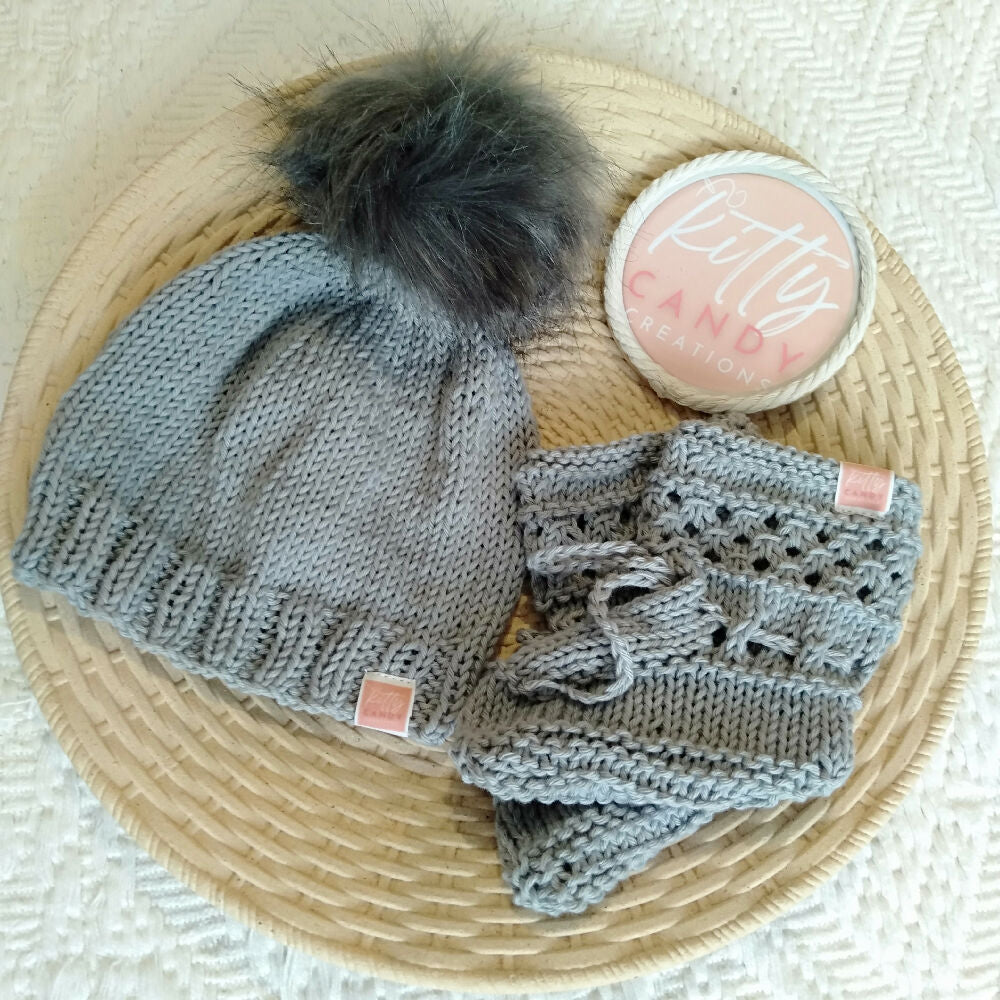 Bitty Beanie & Bootees Slate