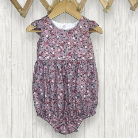 SIZE 1 - Dusty Mauve Tiny Flowers Tea Party Romper