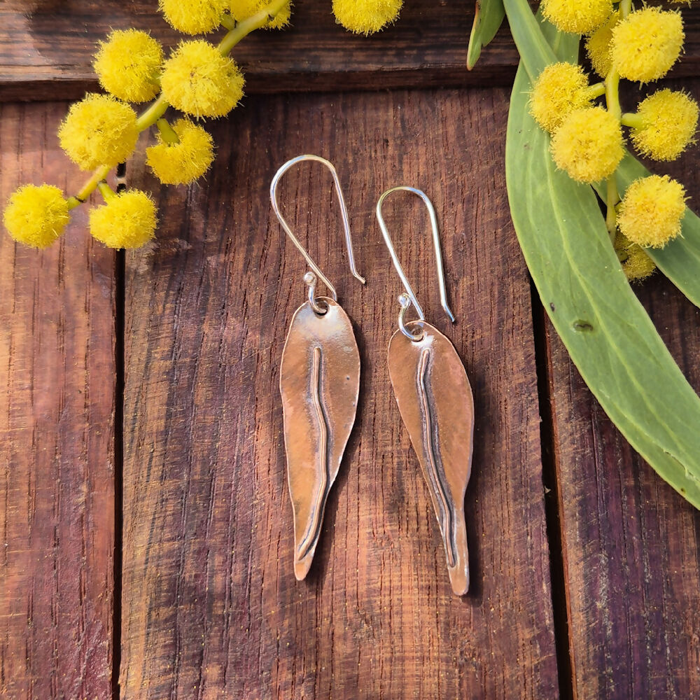 Copper Gum Leaves Dangle Earrings