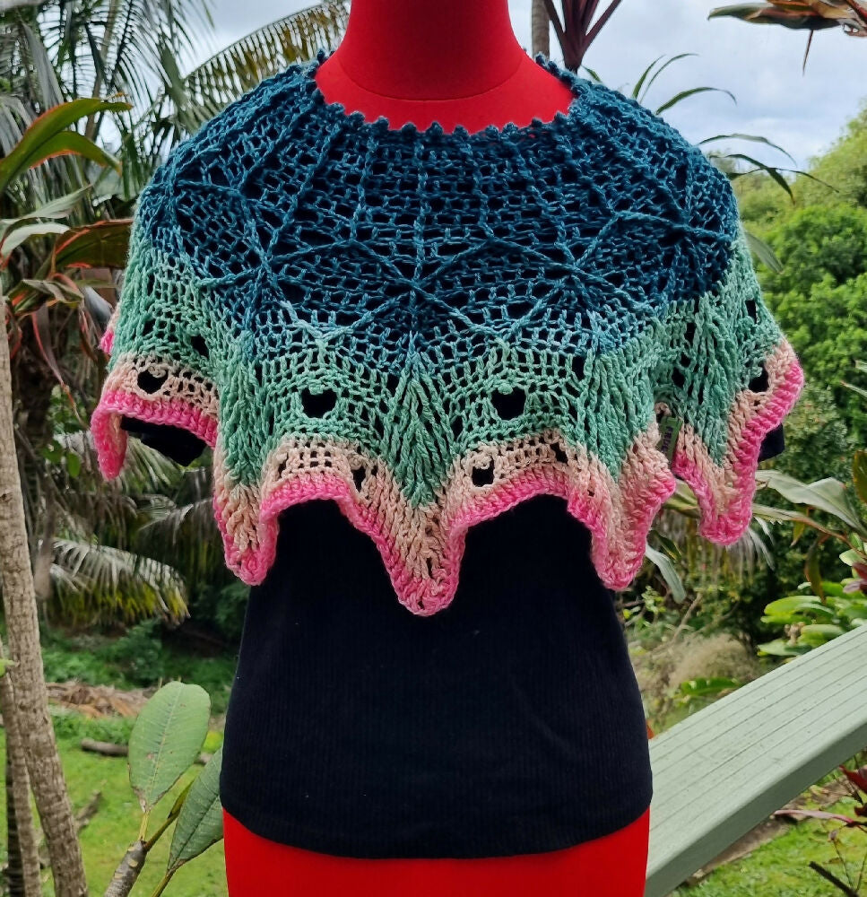 Crocheted Woolen Mini Poncho