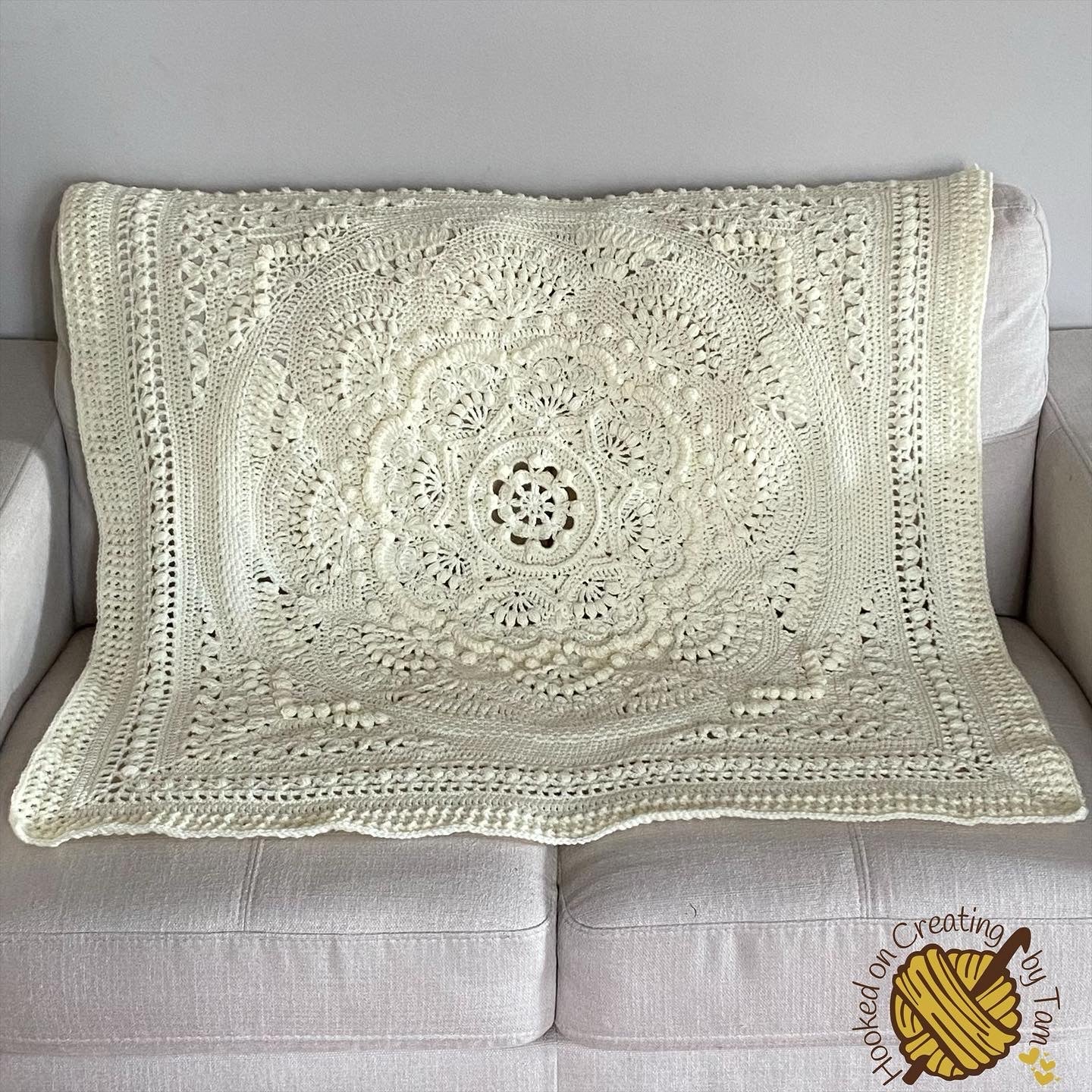 Handmade | Crochet | Heirloom | Baby Blanket | Lap Blanket | Cream