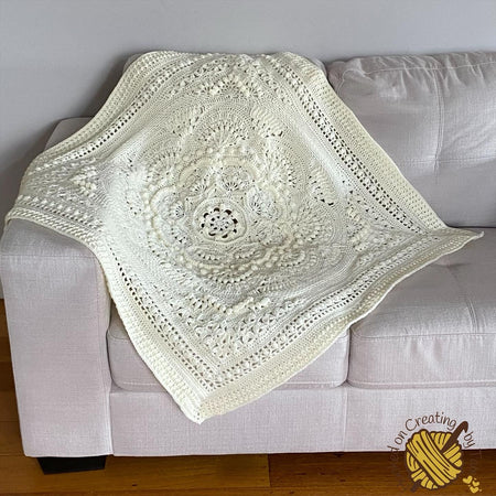 Handmade | Crochet | Heirloom | Baby Blanket | Lap Blanket | Cream