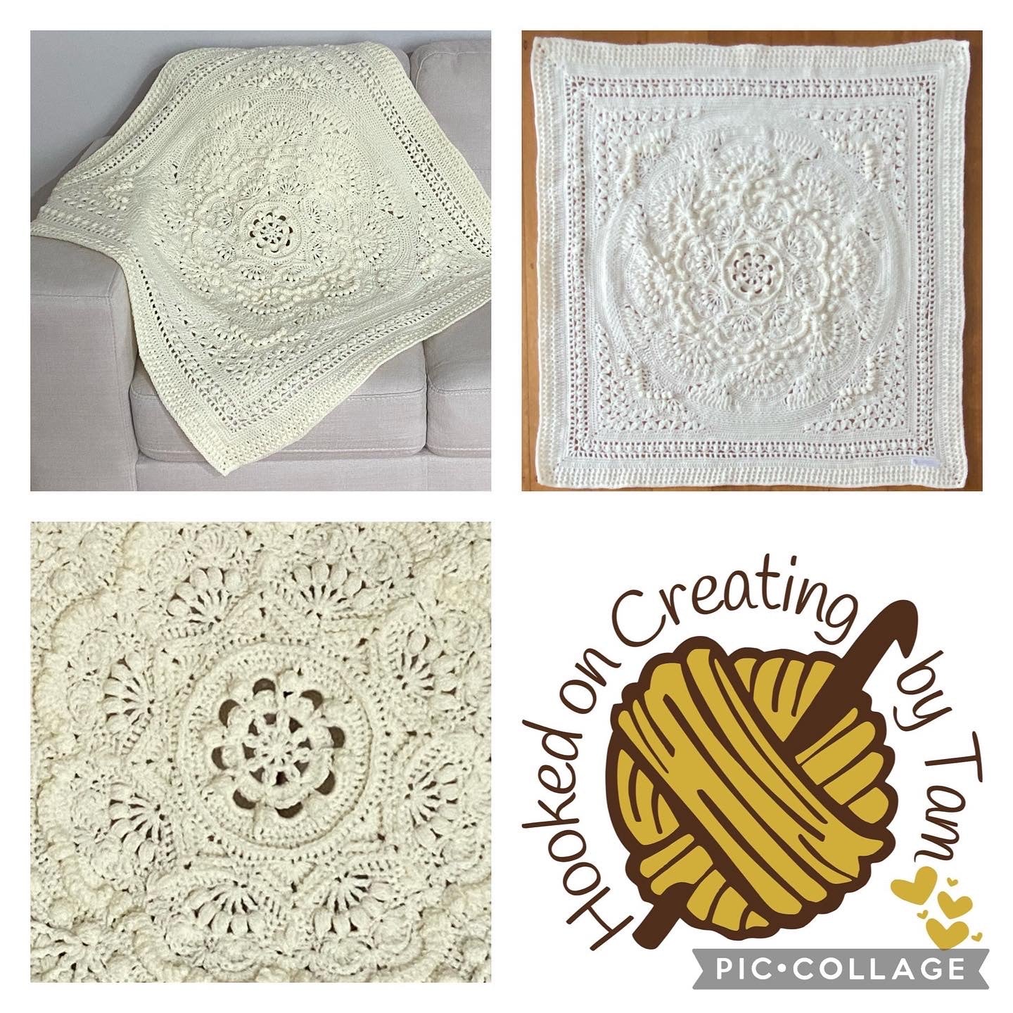 Handmade | Crochet | Heirloom | Baby Blanket | Lap Blanket | Cream