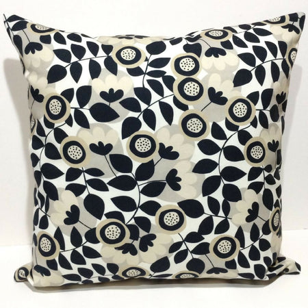 Beige and black floral cushion cover-45x45cm