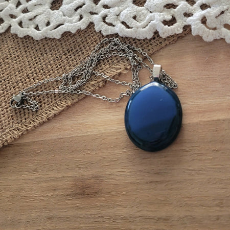 Royal blue fused glass - small pendant
