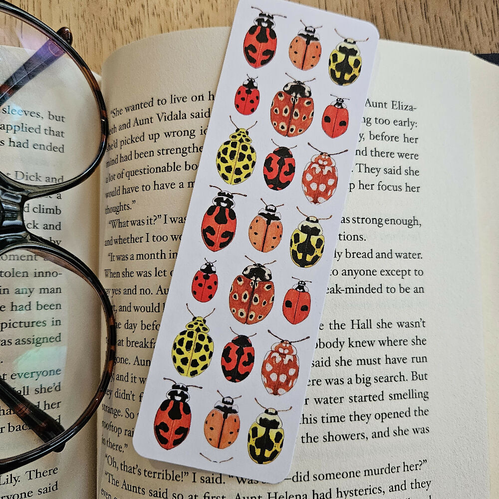 watercolour bookmarks - ladybug collage
