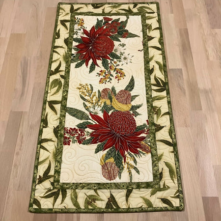 table runner handmade quilted Australia - waratah