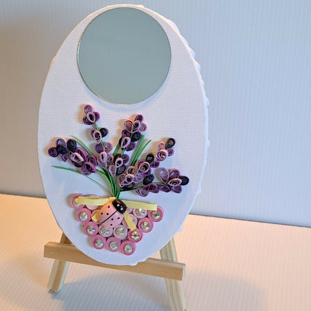 Paper quilled lavender mini canvas mirror