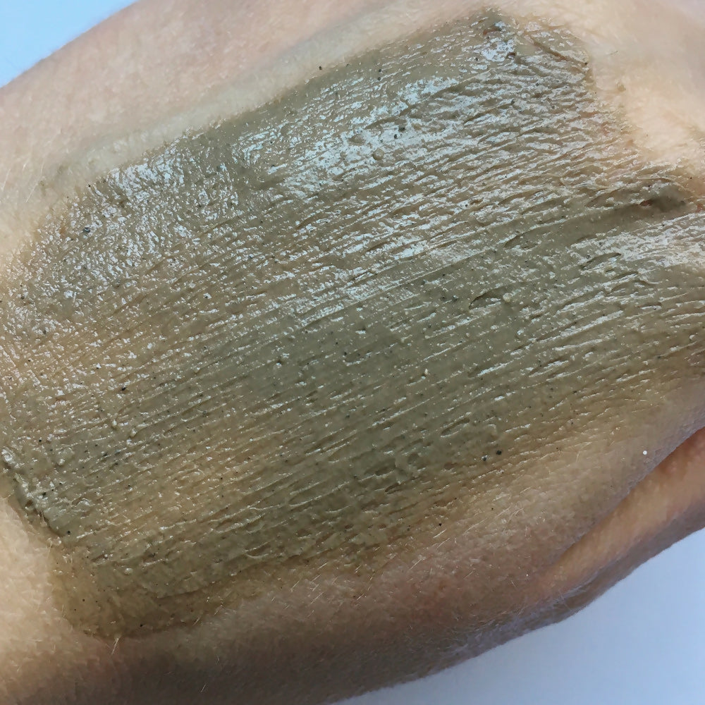 willow bark mud mask on hand
