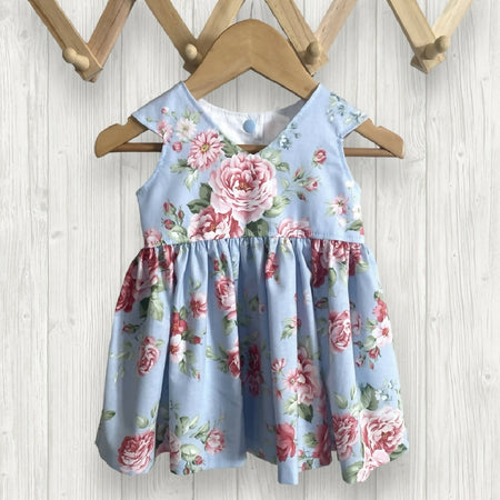 Blue Roses Baby Tea Party Dress