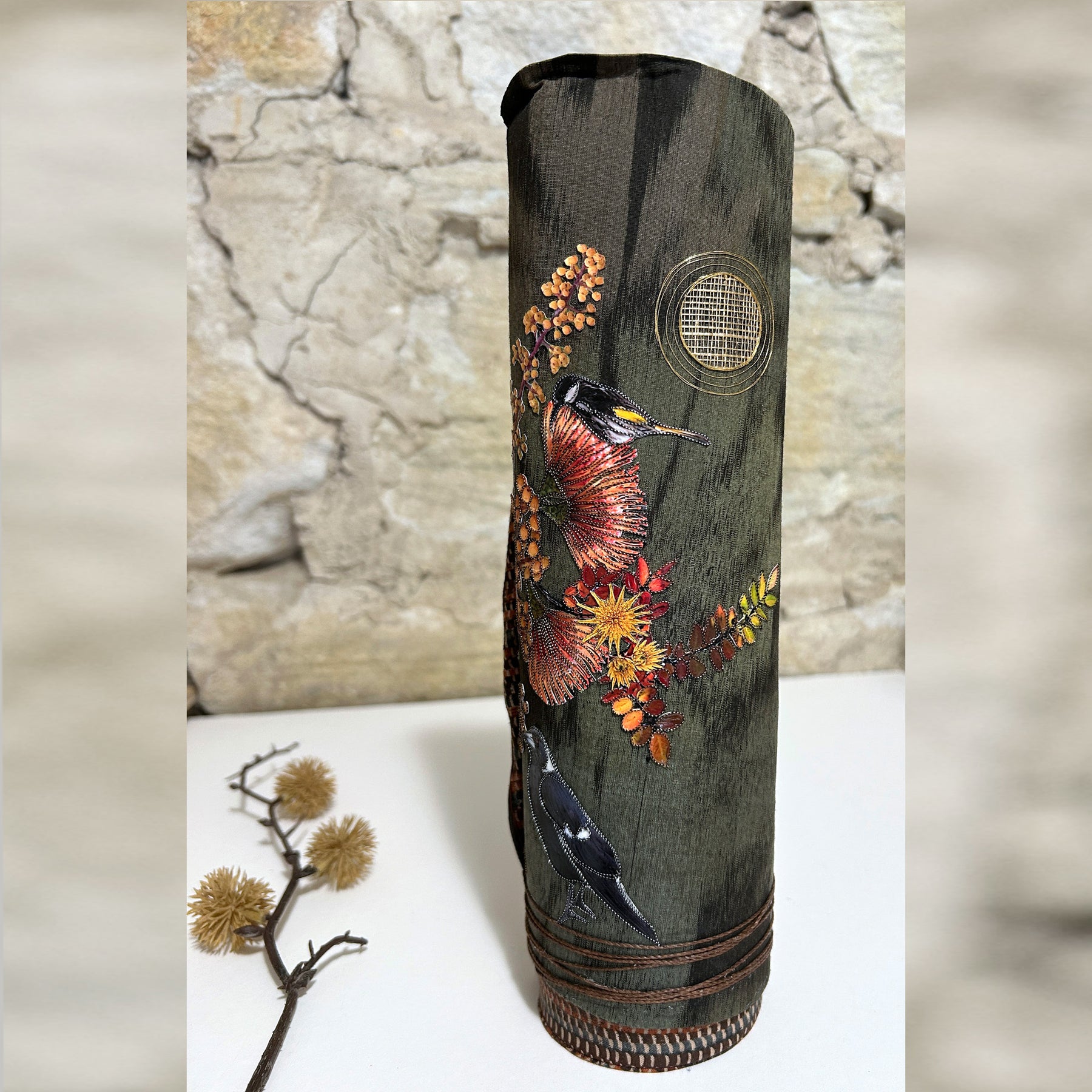 Vase Decorative Buds Flowers & Birds