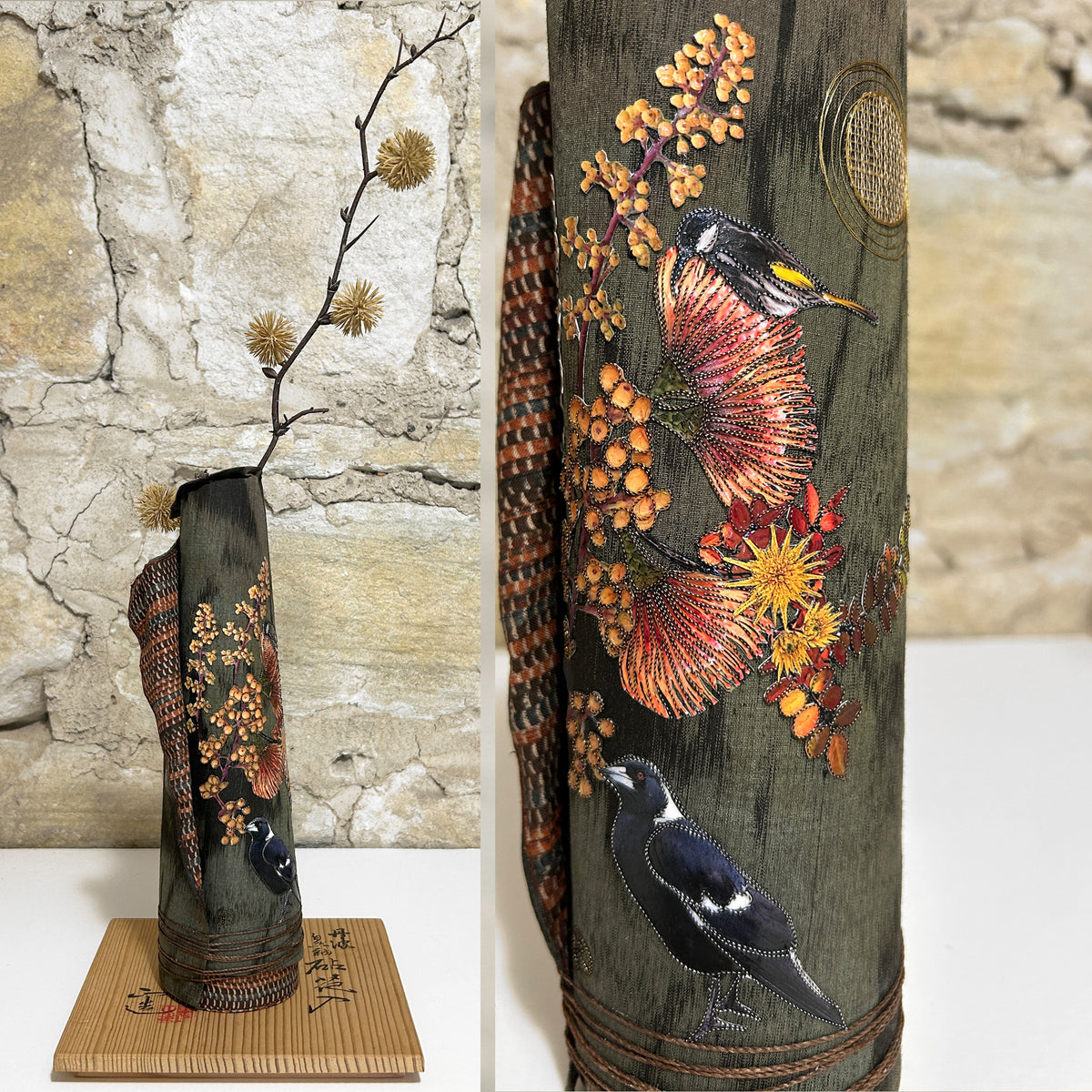Vase Decorative Buds Flowers & Birds