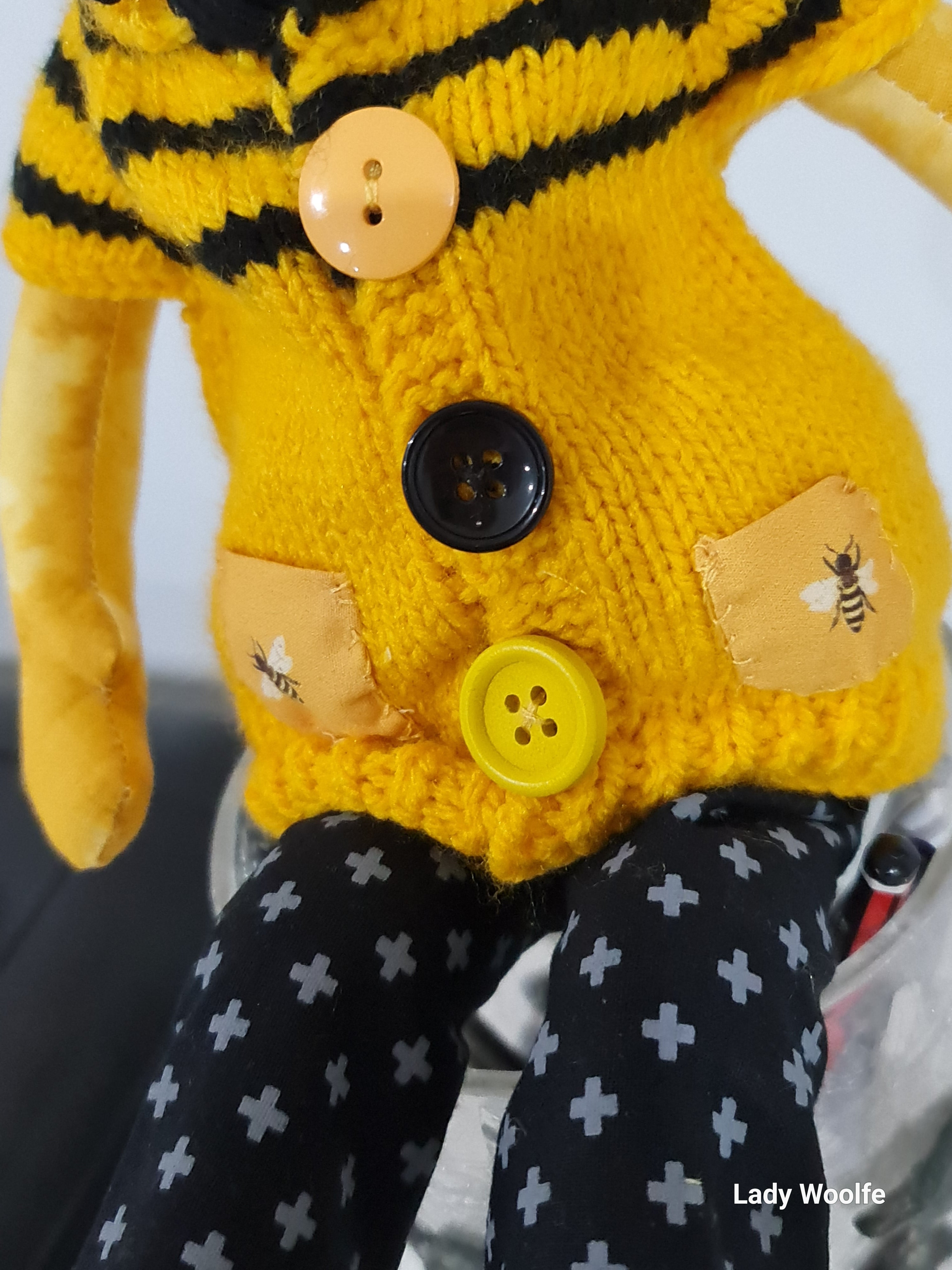 Handmade Art Doll - Buzz the Beekeeper