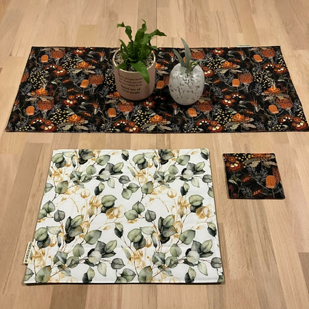 handmade Australia native floral reversible - black & white