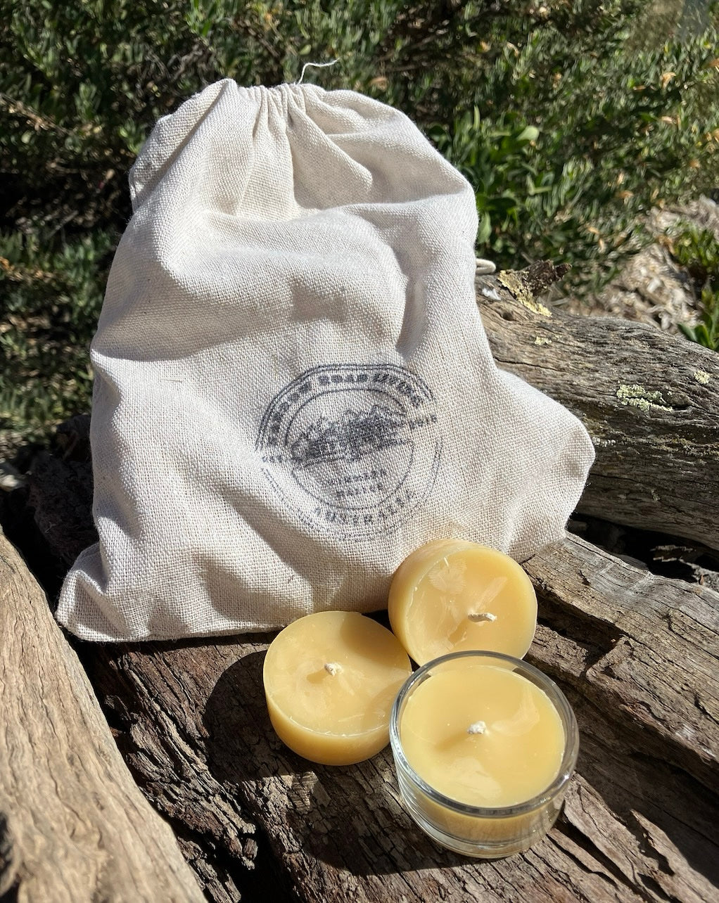 Bag of Gold - Bulk Beeswax Tea Light Candles with Glass Cup