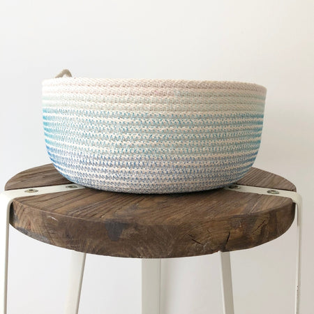 Round Cotton Storage Basket - Blue Ombre