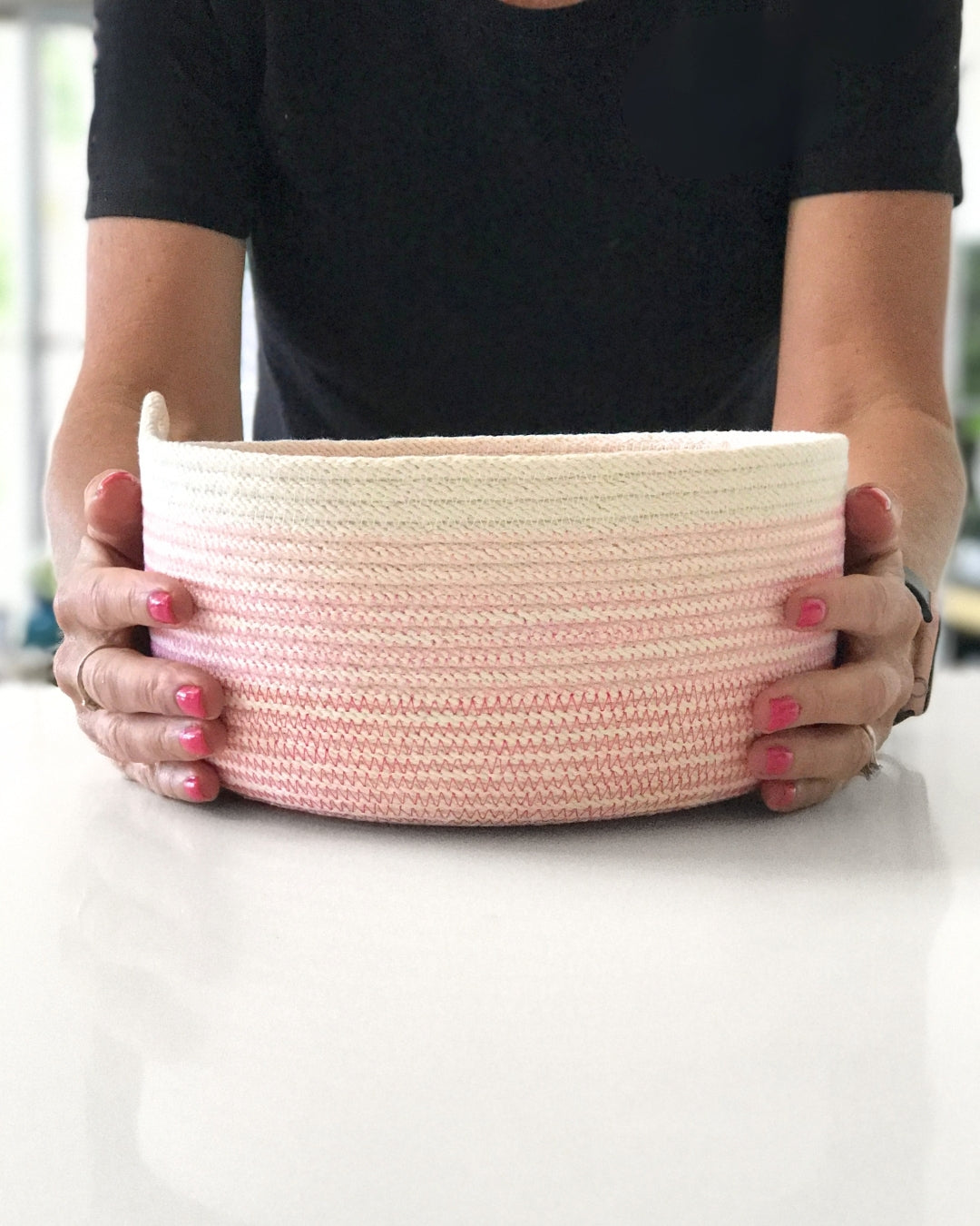 Round Cotton Storage Basket - Pink Ombre