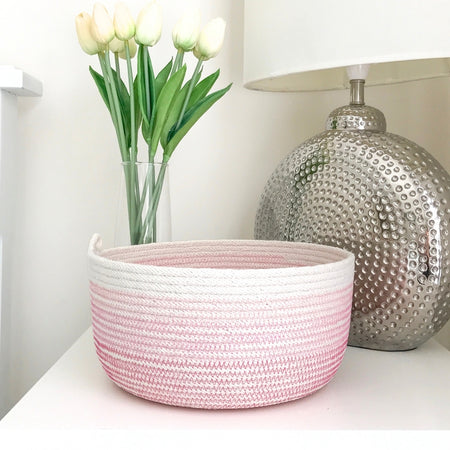 Round Cotton Storage Basket - Pink Ombre