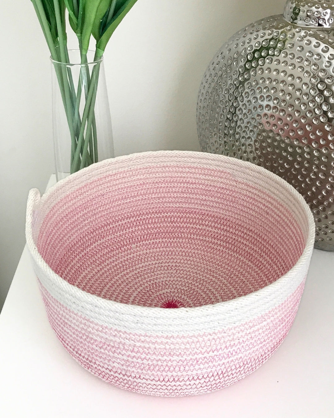 Round Cotton Storage Basket - Pink Ombre