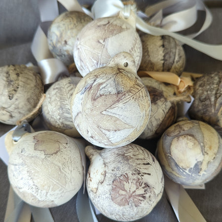 Eco Print Ceramic Christmas Baubles