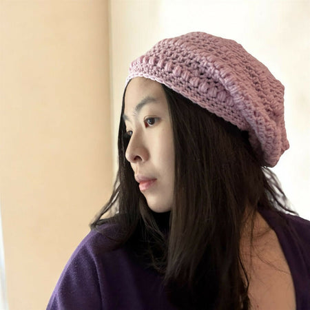 Crochet Slouchy Beanie in pink