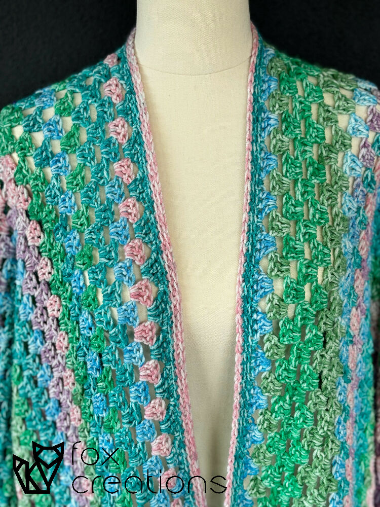 Spring Hexagon Granny Oversized Crochet Cardigan - XL+